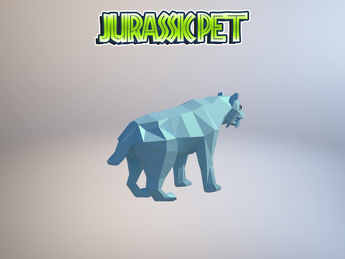 Saber toothed tiger Low-poly 3D model_16