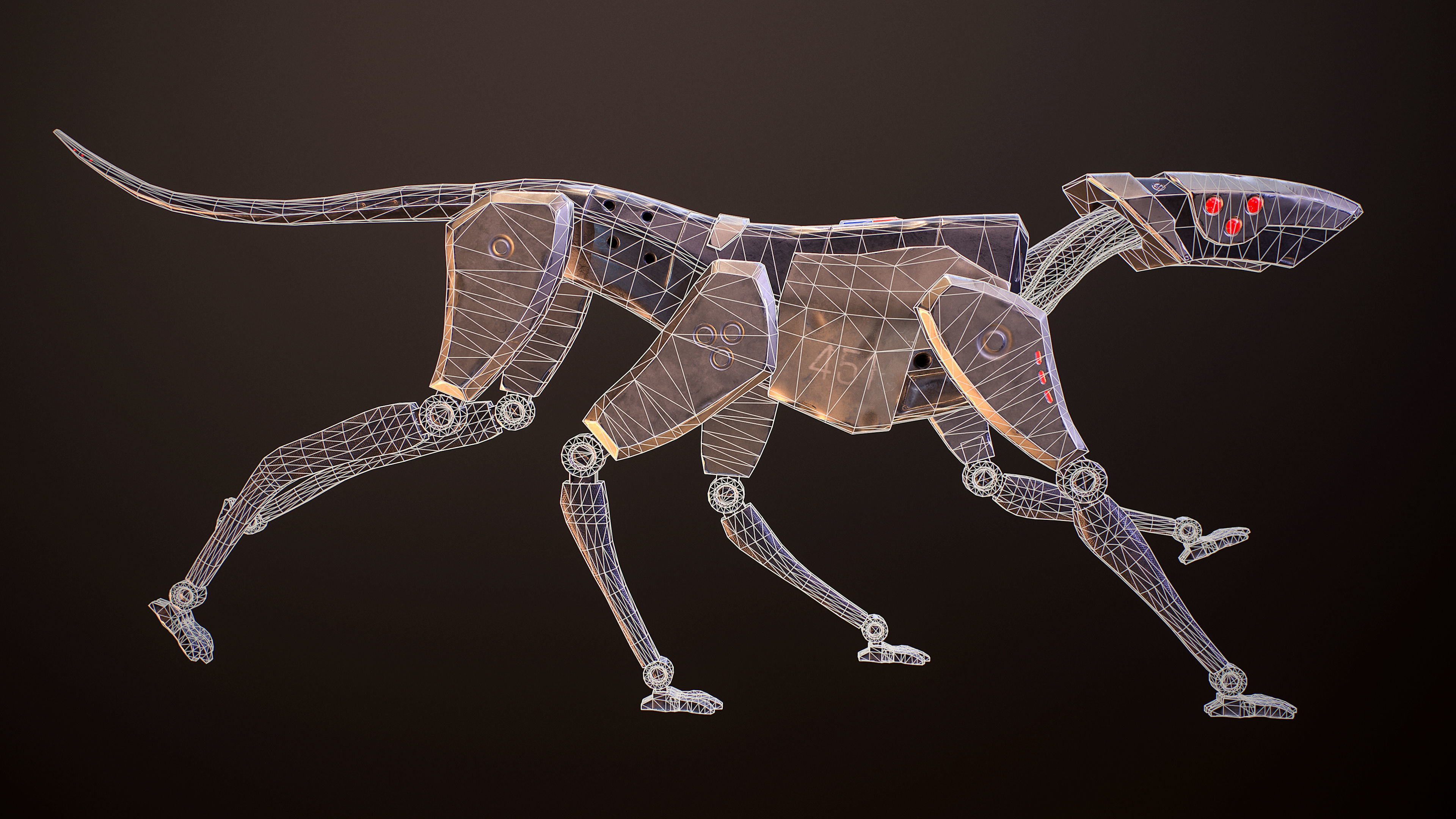 Fahrenheit 451 Dog Low-poly 3D model_7