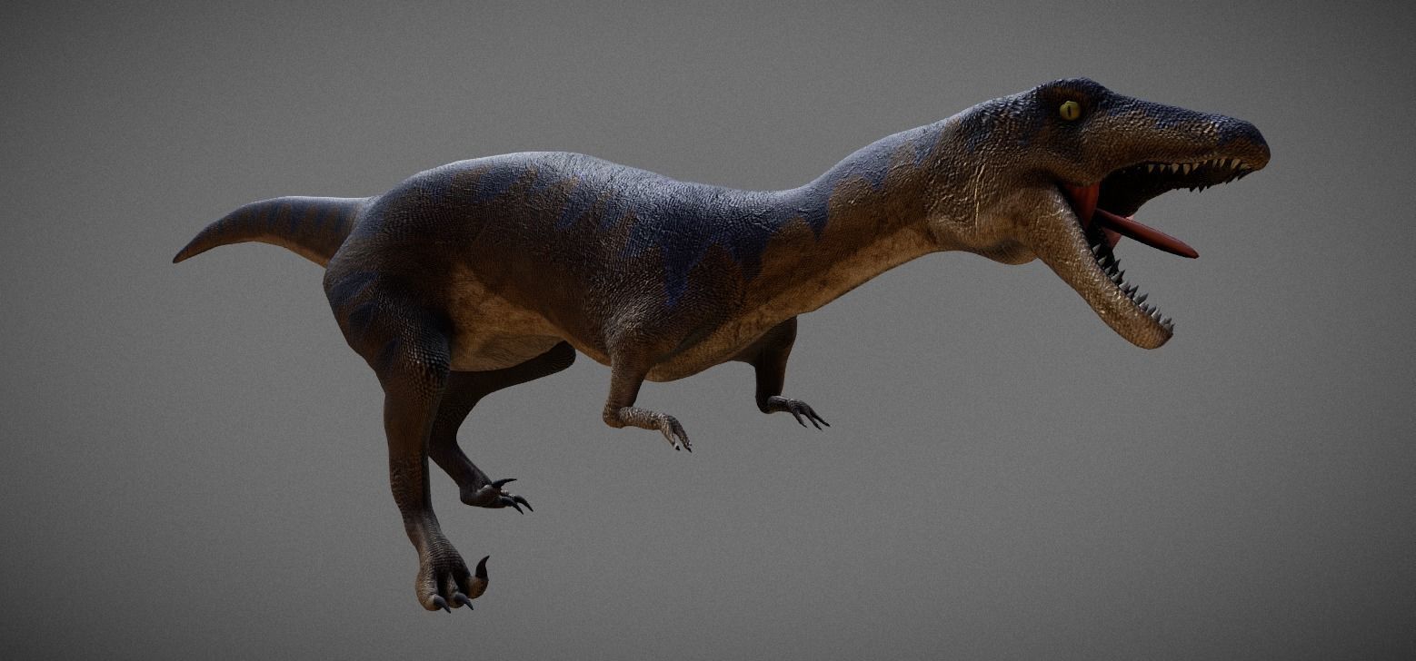 Deinonychus Jurassic Dinosaur Low-poly 3D model_4