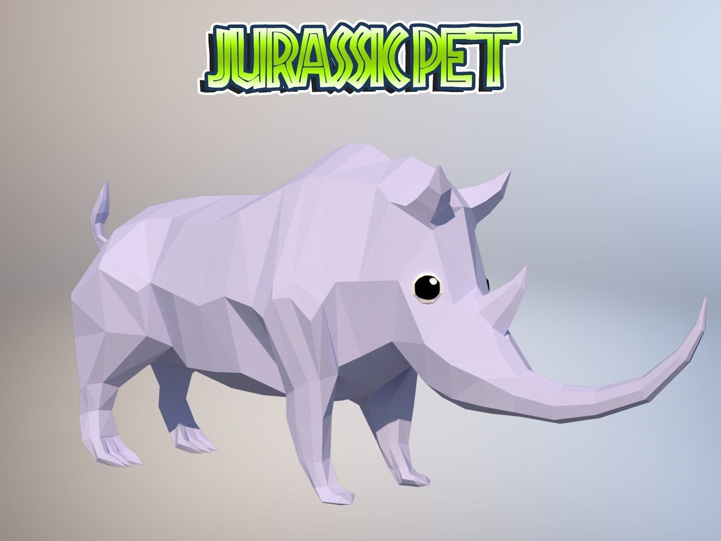 Woolly rhinoceros Low-poly 3D model_1