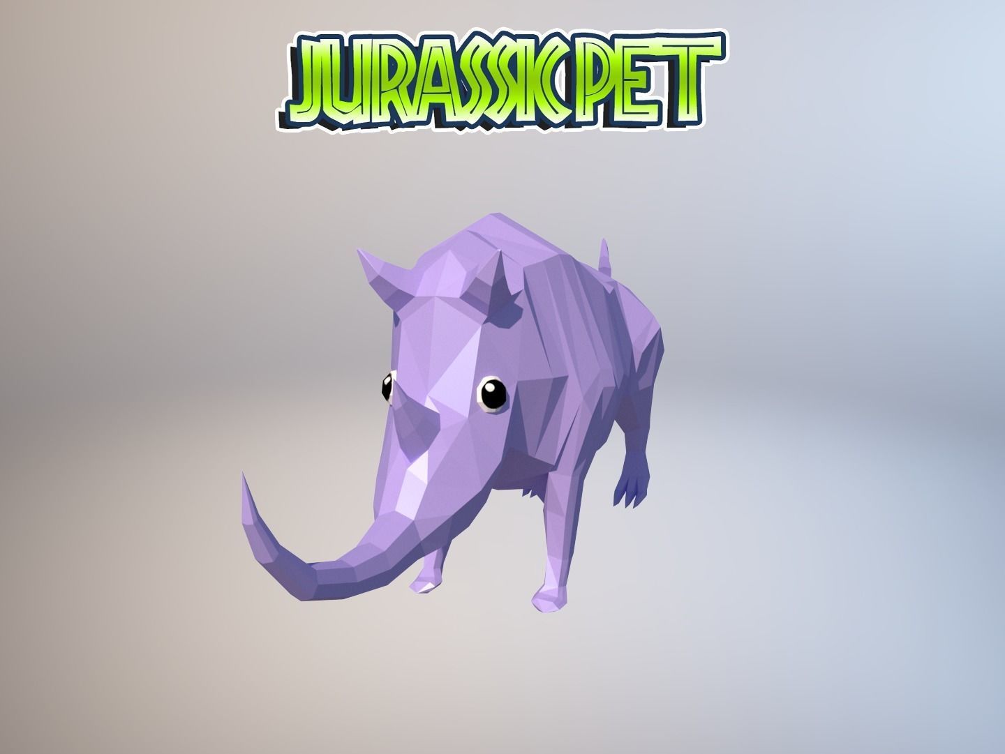 Woolly rhinoceros Low-poly 3D model_6