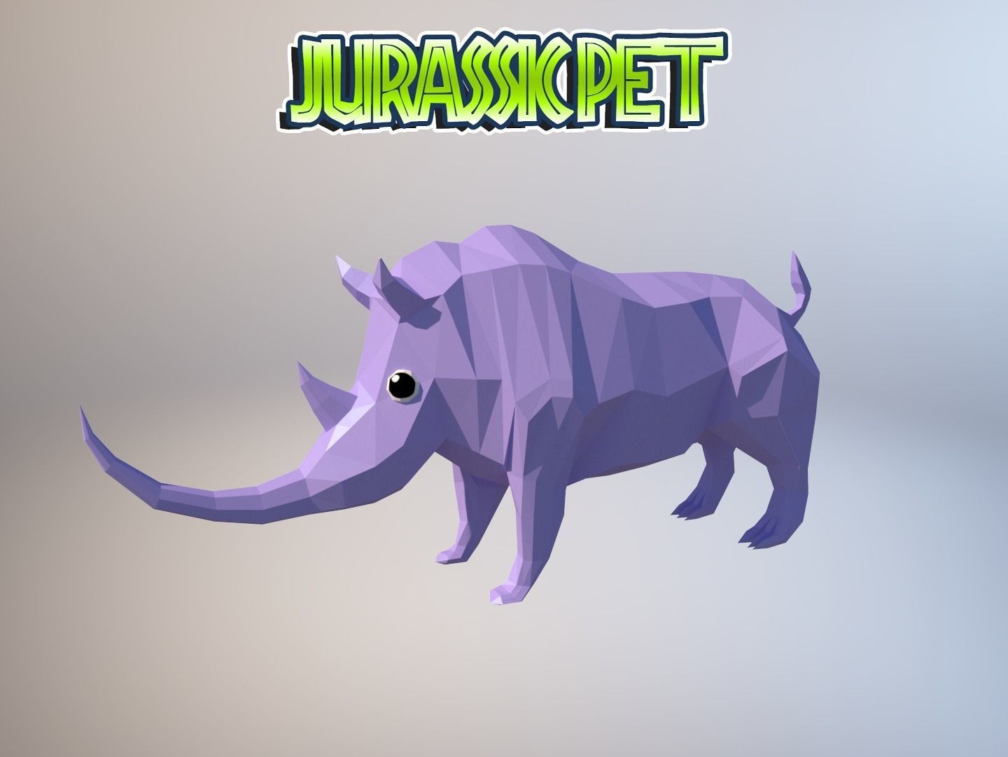 Woolly rhinoceros Low-poly 3D model_9