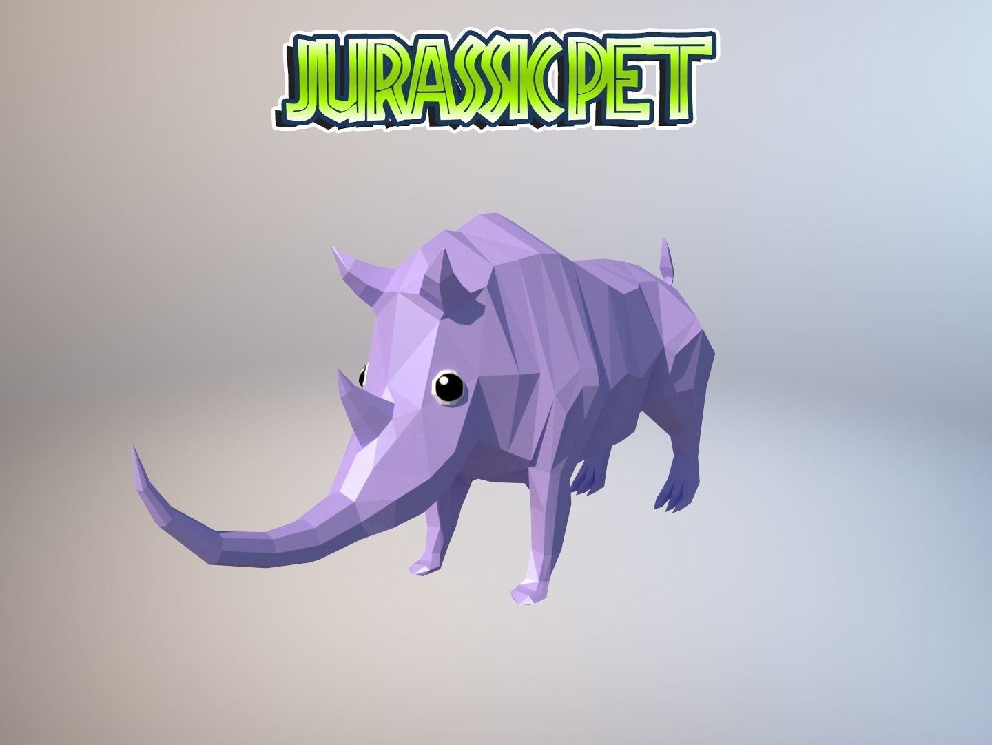 Woolly rhinoceros Low-poly 3D model_7