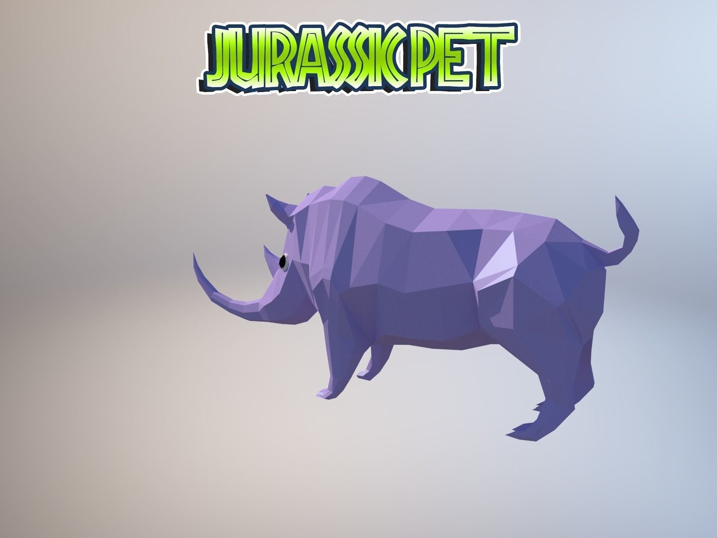 Woolly rhinoceros Low-poly 3D model_14