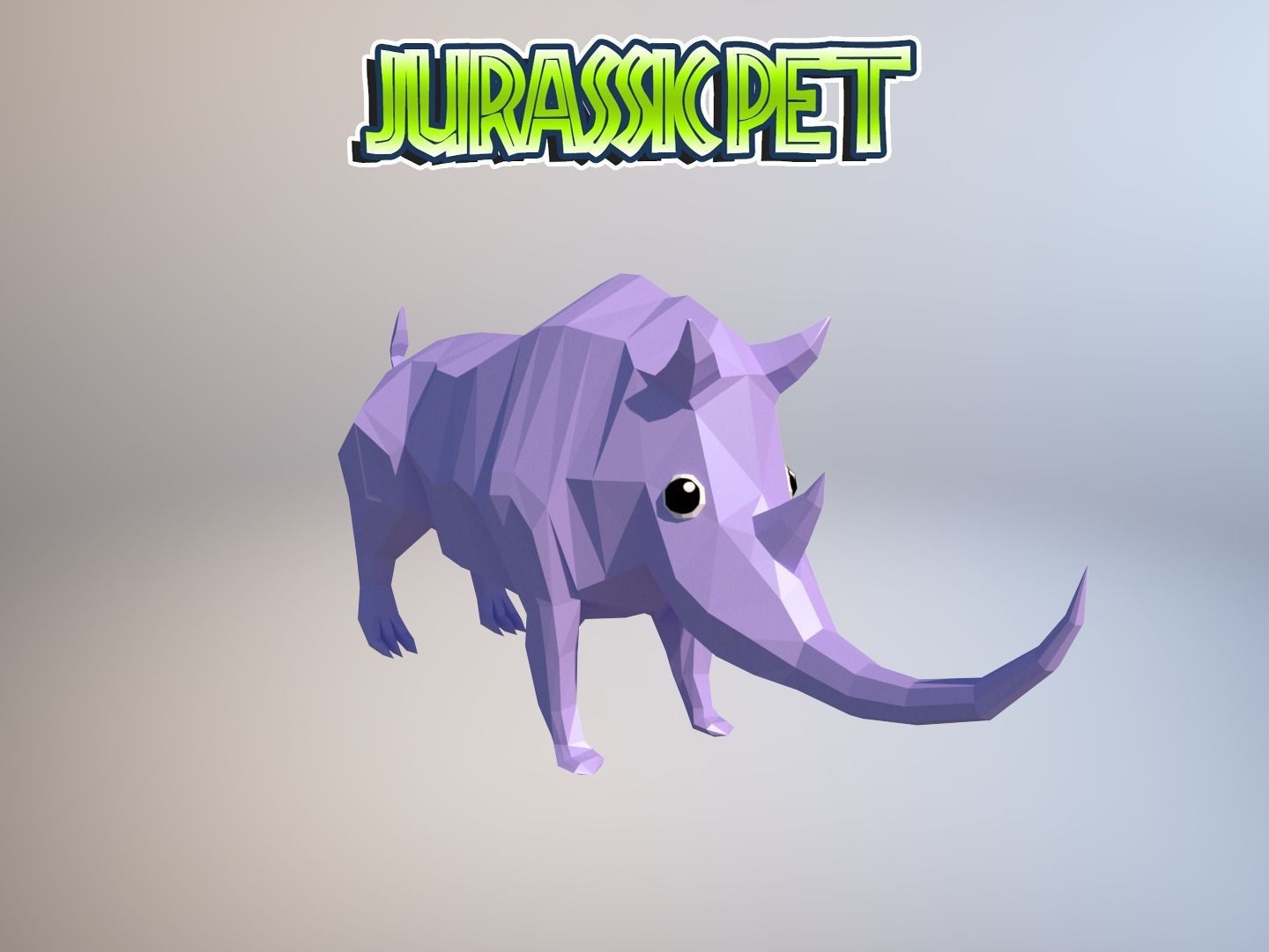 Woolly rhinoceros Low-poly 3D model_32
