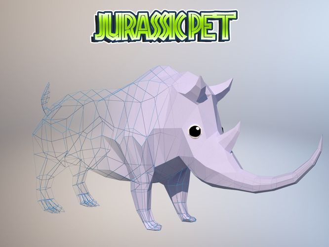 Woolly rhinoceros Low-poly 3D model