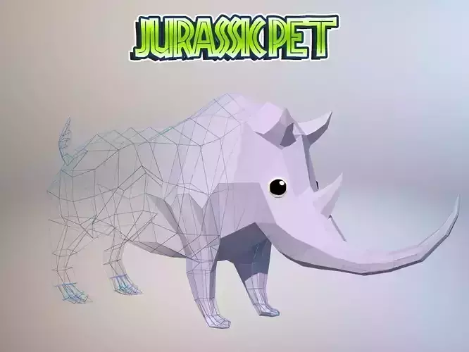 Woolly rhinoceros Low-poly 3D model