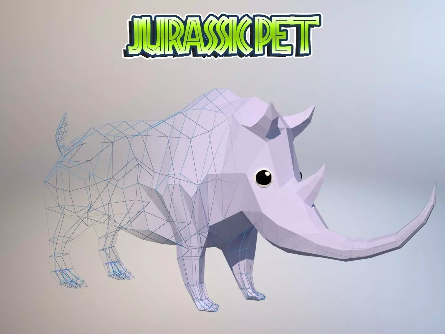 Woolly rhinoceros Low-poly 3D model_0