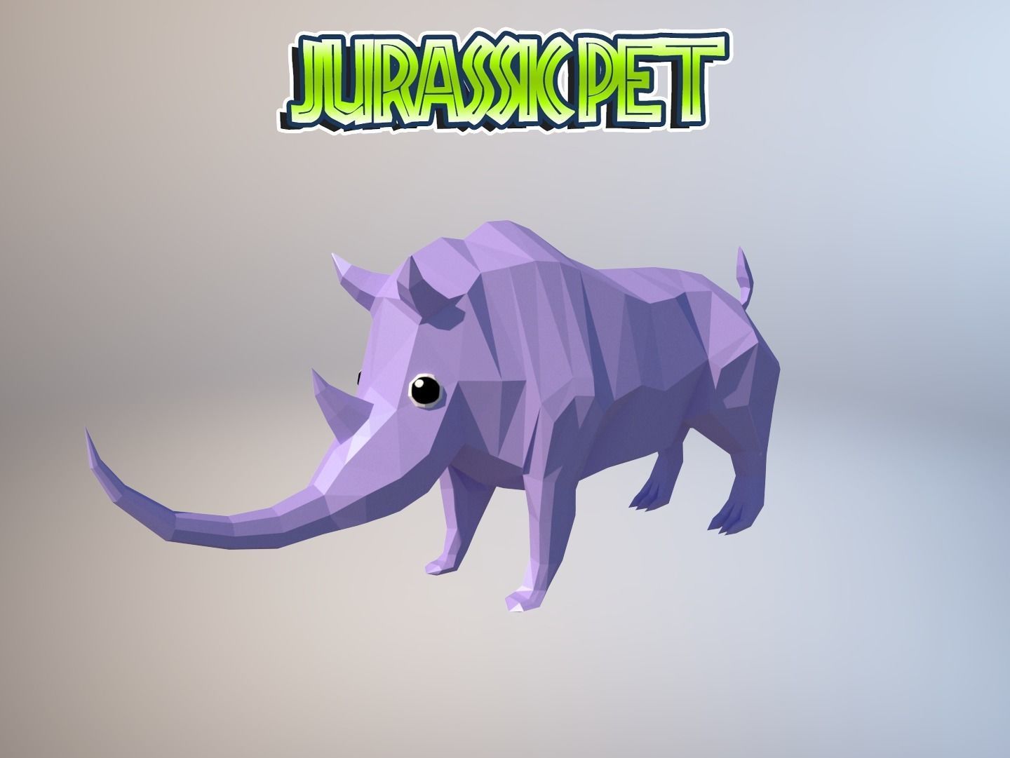 Woolly rhinoceros Low-poly 3D model_8