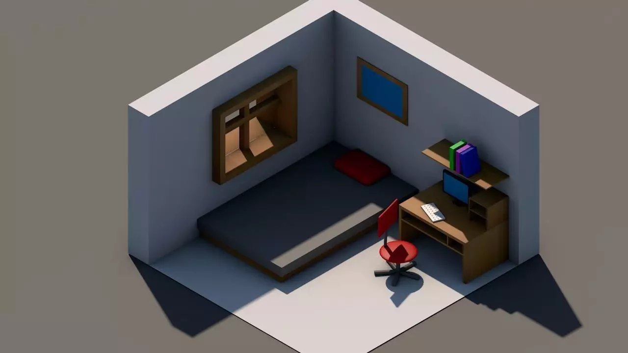 Isometric Room Free low-poly 3D model_0