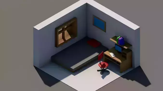 Isometric Room Free low-poly 3D model