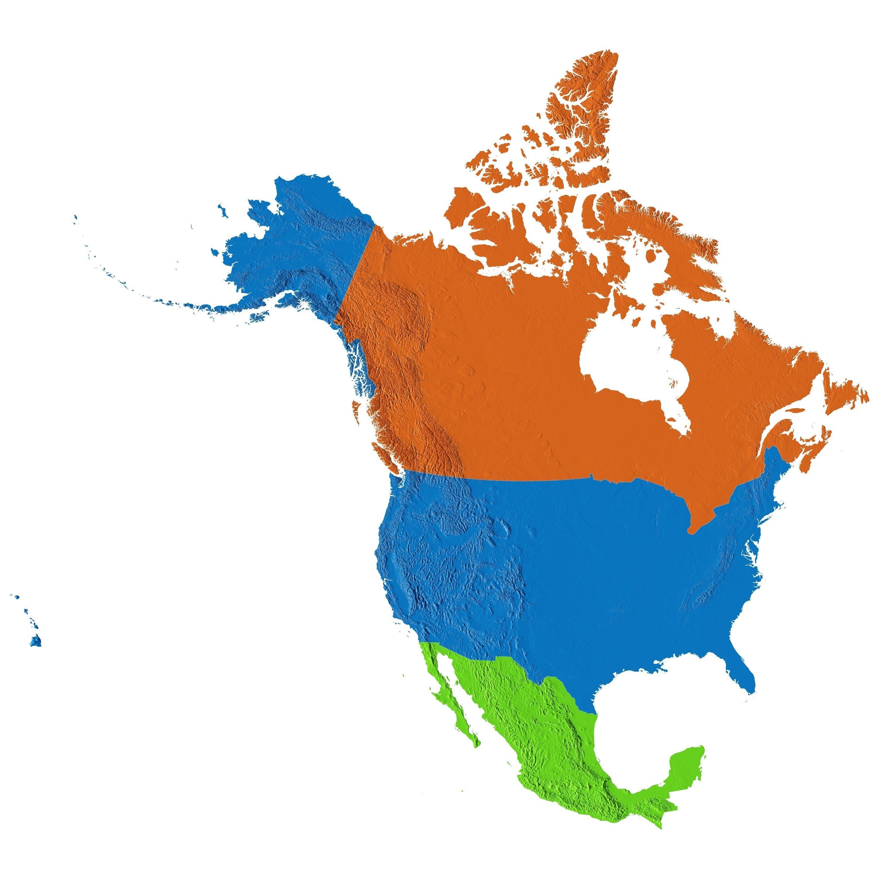 High detailed relief map of USA-Canada-Mexico 3D model_2
