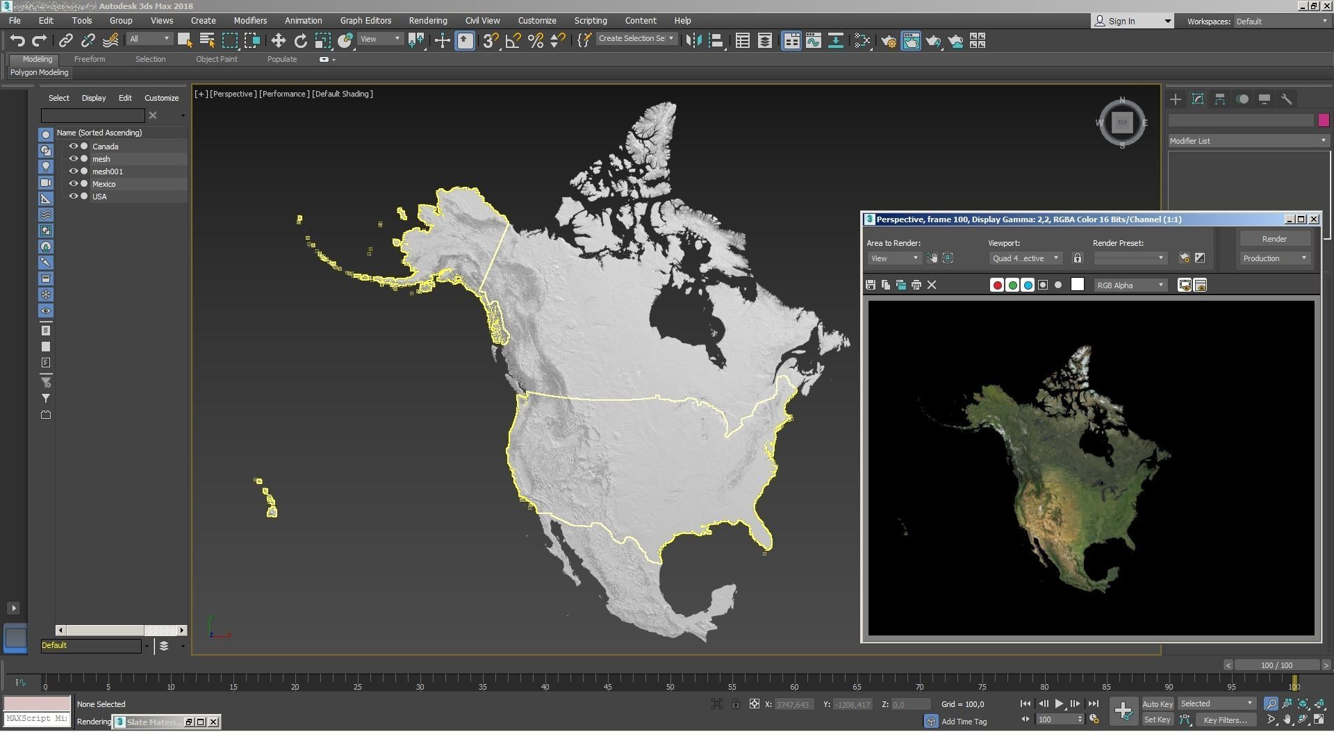 High detailed relief map of USA-Canada-Mexico 3D model_9