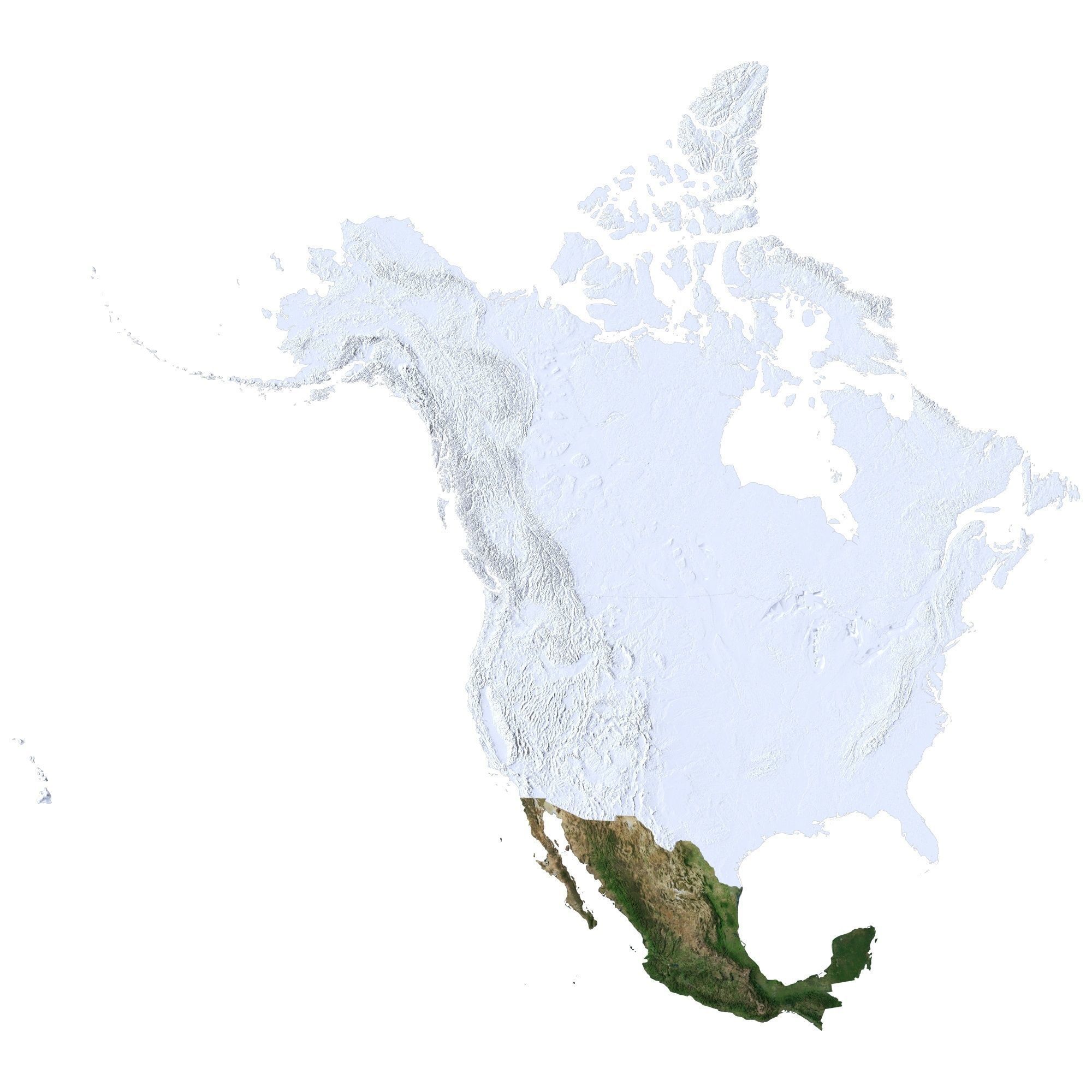 High detailed relief map of USA-Canada-Mexico 3D model_8