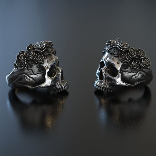 Skull Roses Ring 3D print model