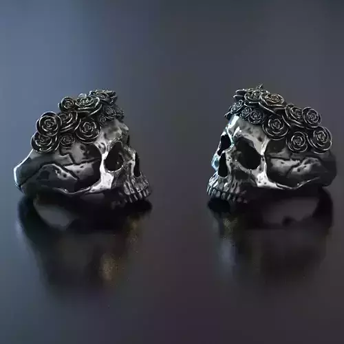 Skull Roses Ring 3D print model