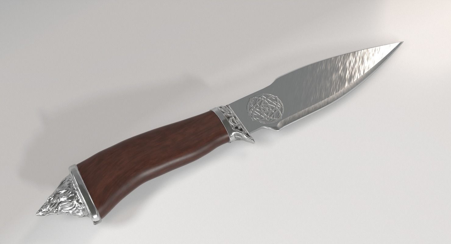 Fighting Knife Silver 3D model_6