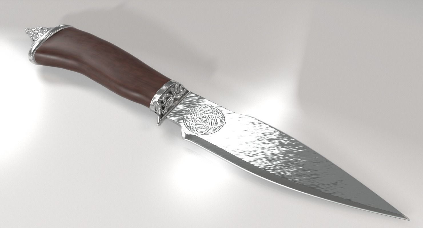 Fighting Knife Silver 3D model_5