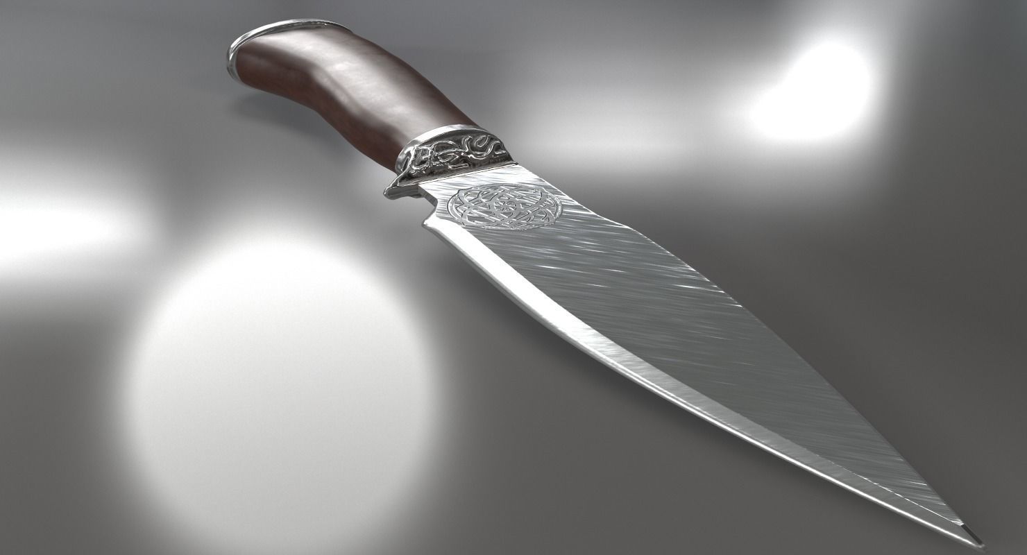Fighting Knife Silver 3D model_7