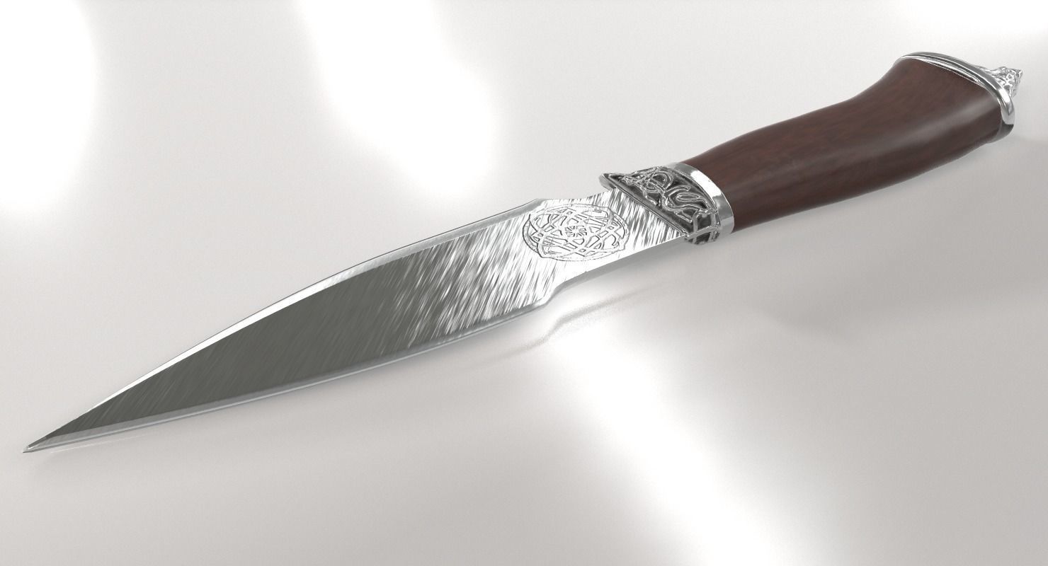 Fighting Knife Silver 3D model_4