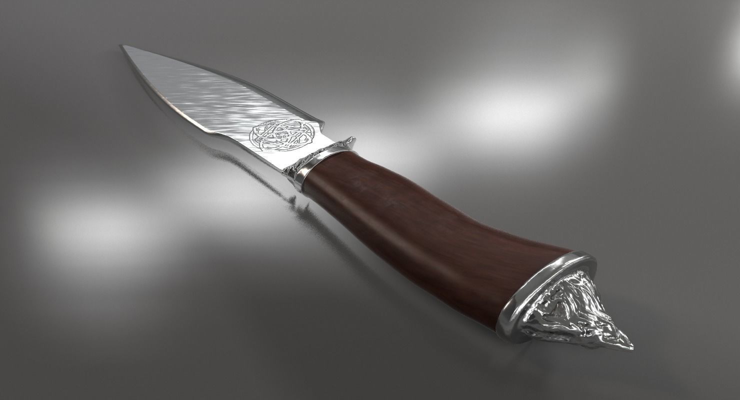 Fighting Knife Silver 3D model_2