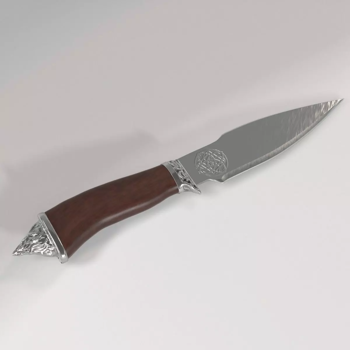 Fighting Knife Silver 3D model_0