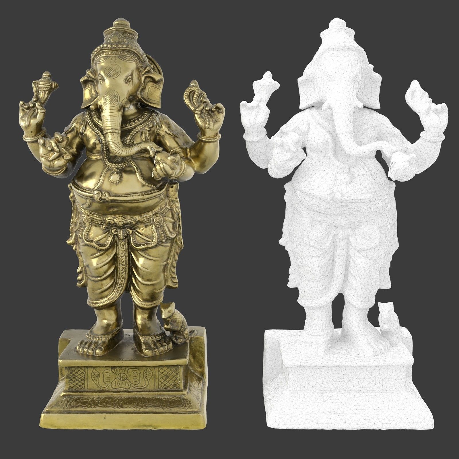 Ganesha Metal Statue Low-poly 3D model_11