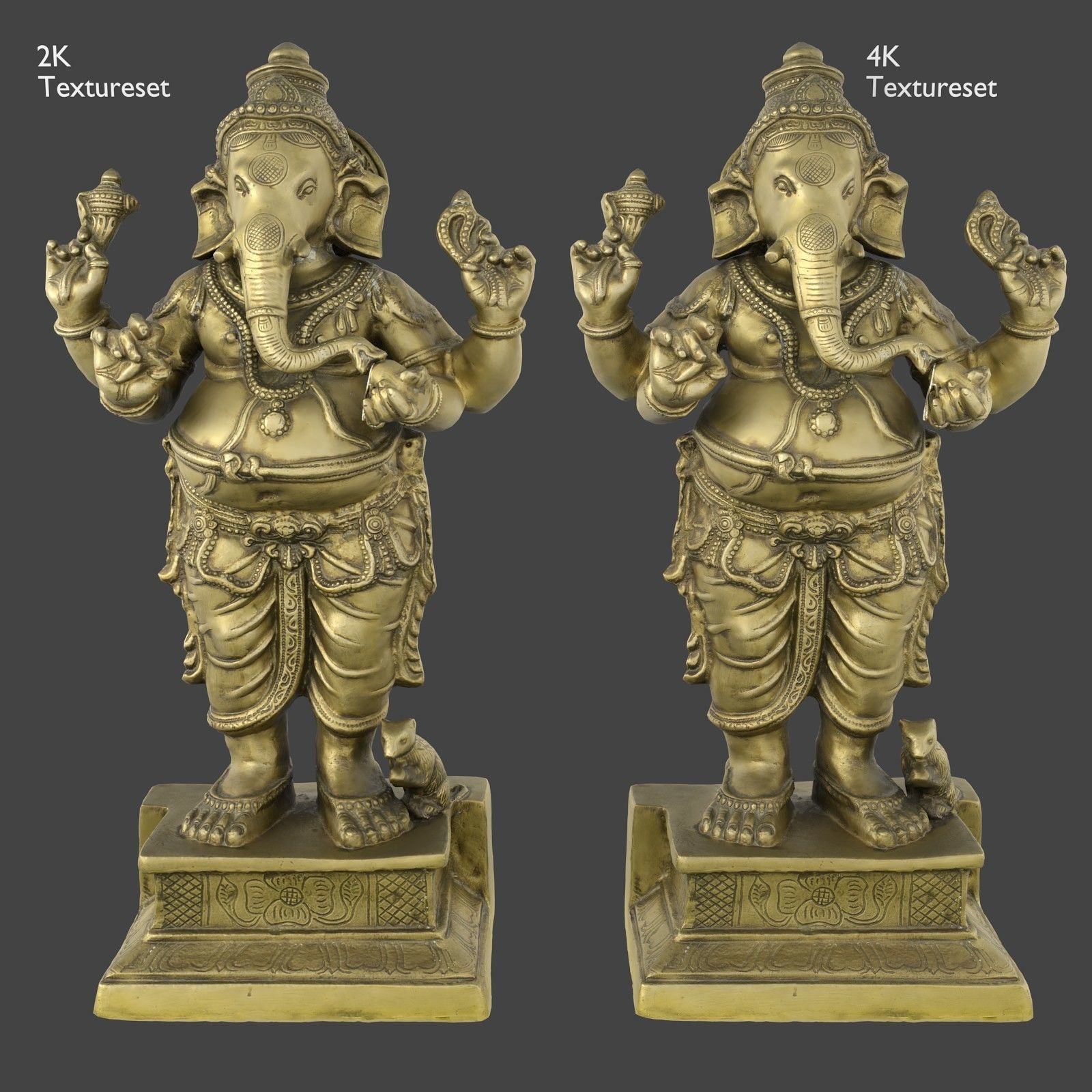 Ganesha Metal Statue Low-poly 3D model_14