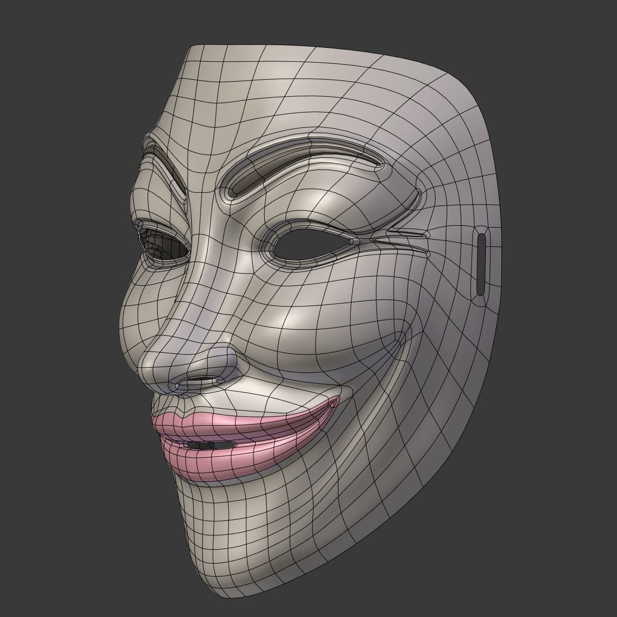 Anonymous Mask - Female Low-poly 3D model_9