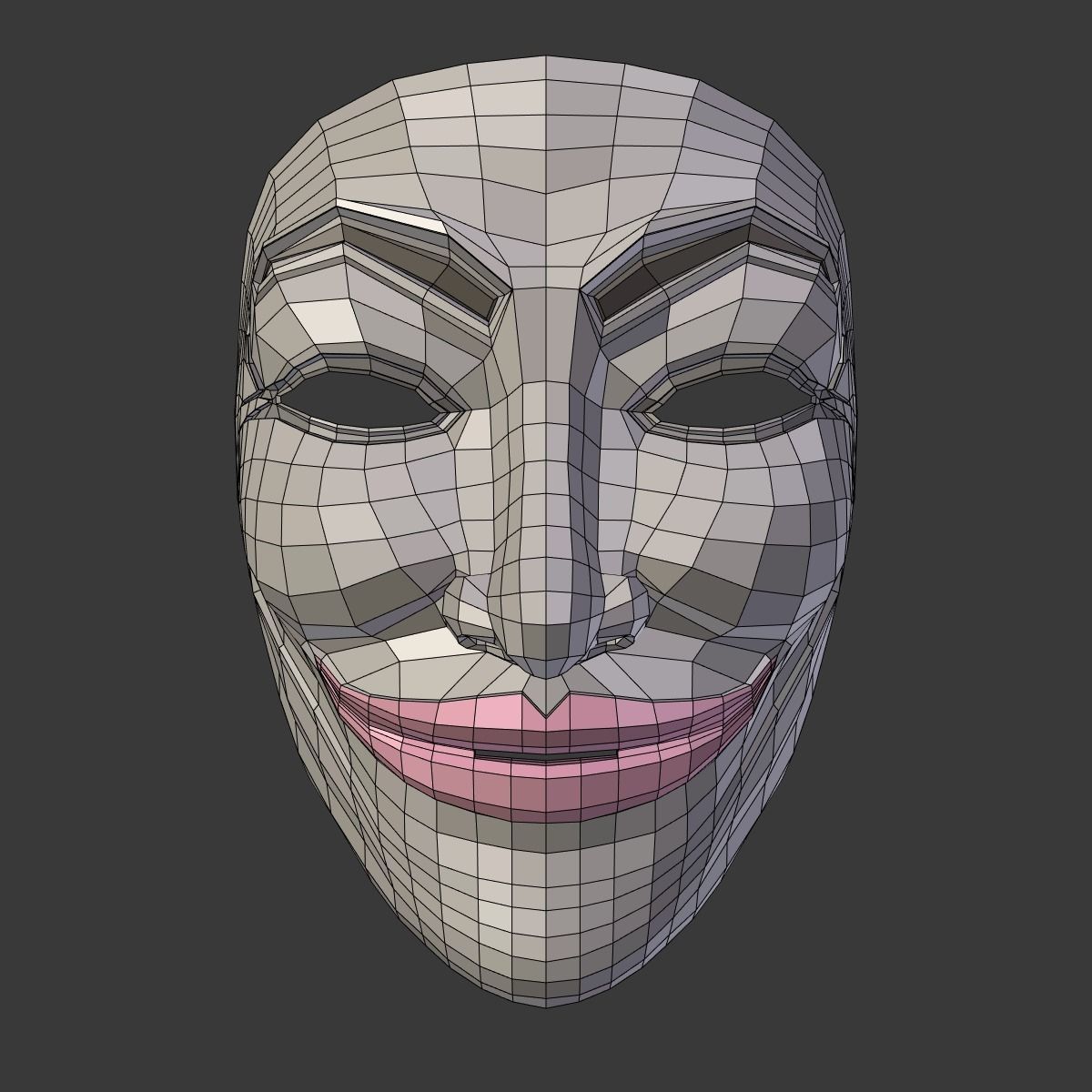 Anonymous Mask - Female Low-poly 3D model_2