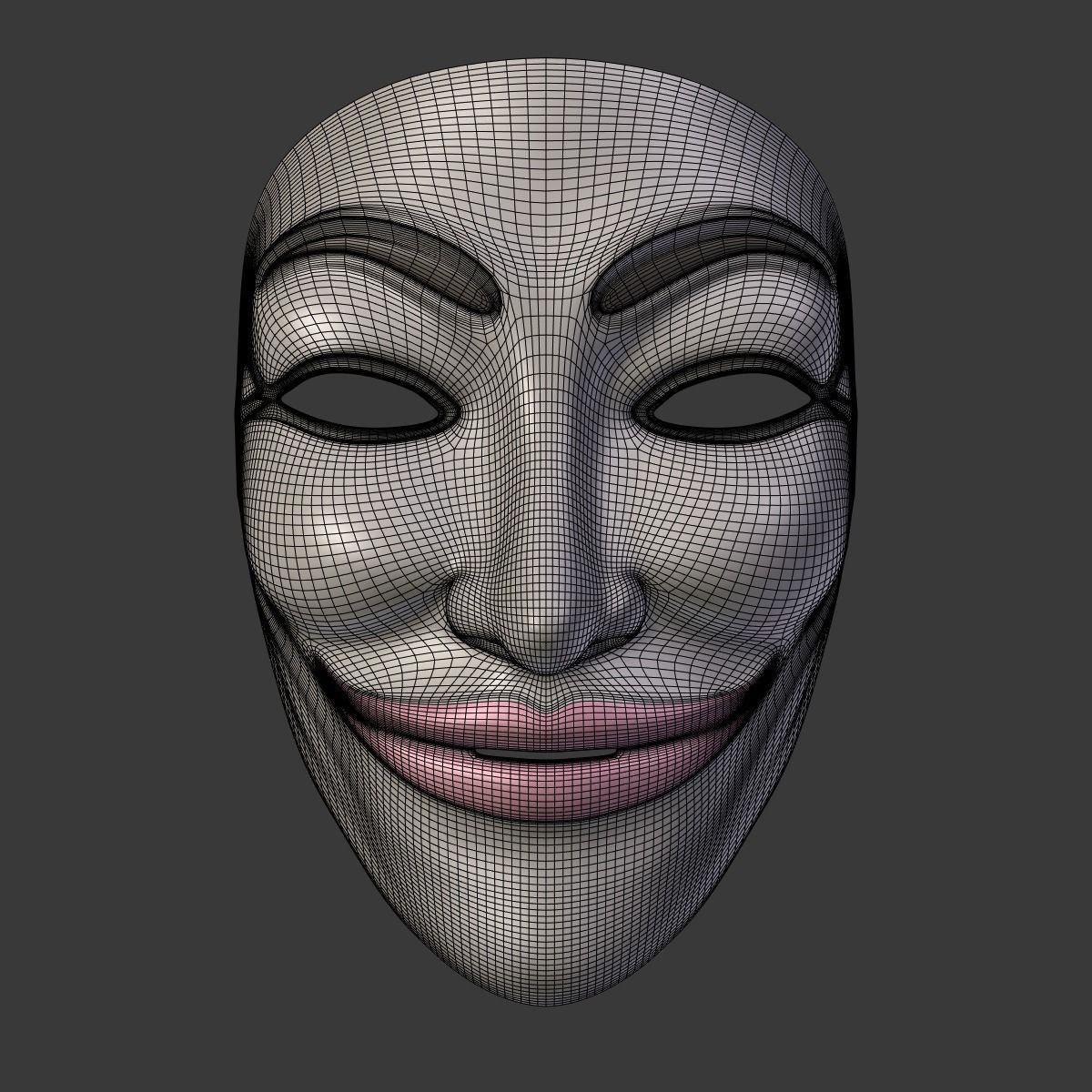 Anonymous Mask - Female Low-poly 3D model_5