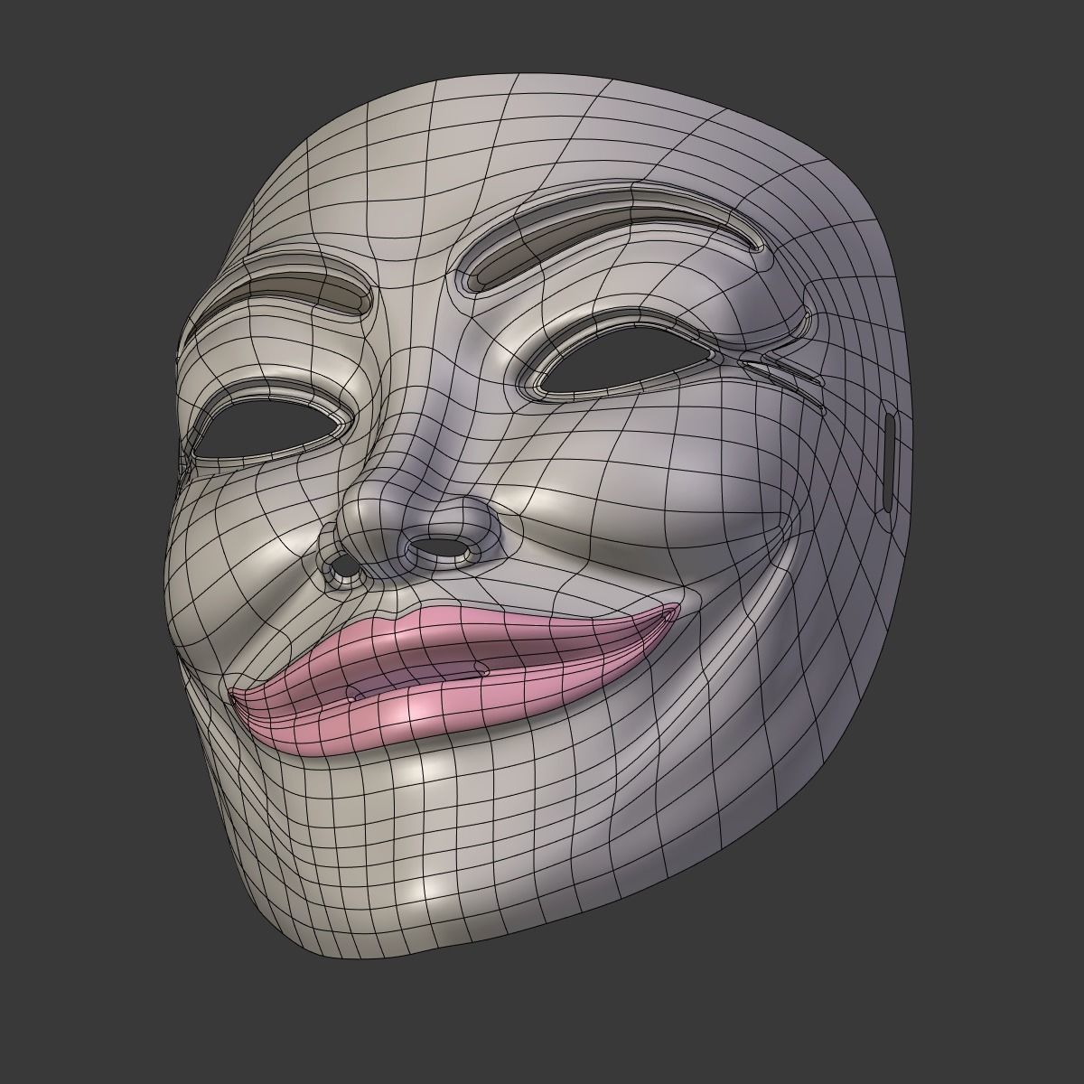 Anonymous Mask - Female Low-poly 3D model_12