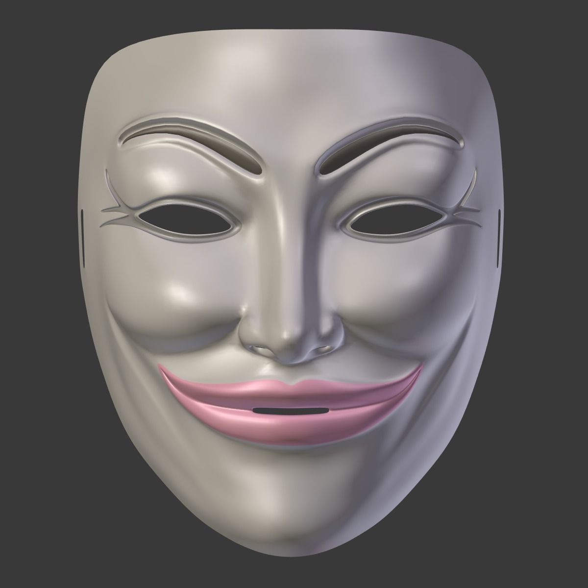 Anonymous Mask - Female Low-poly 3D model_7