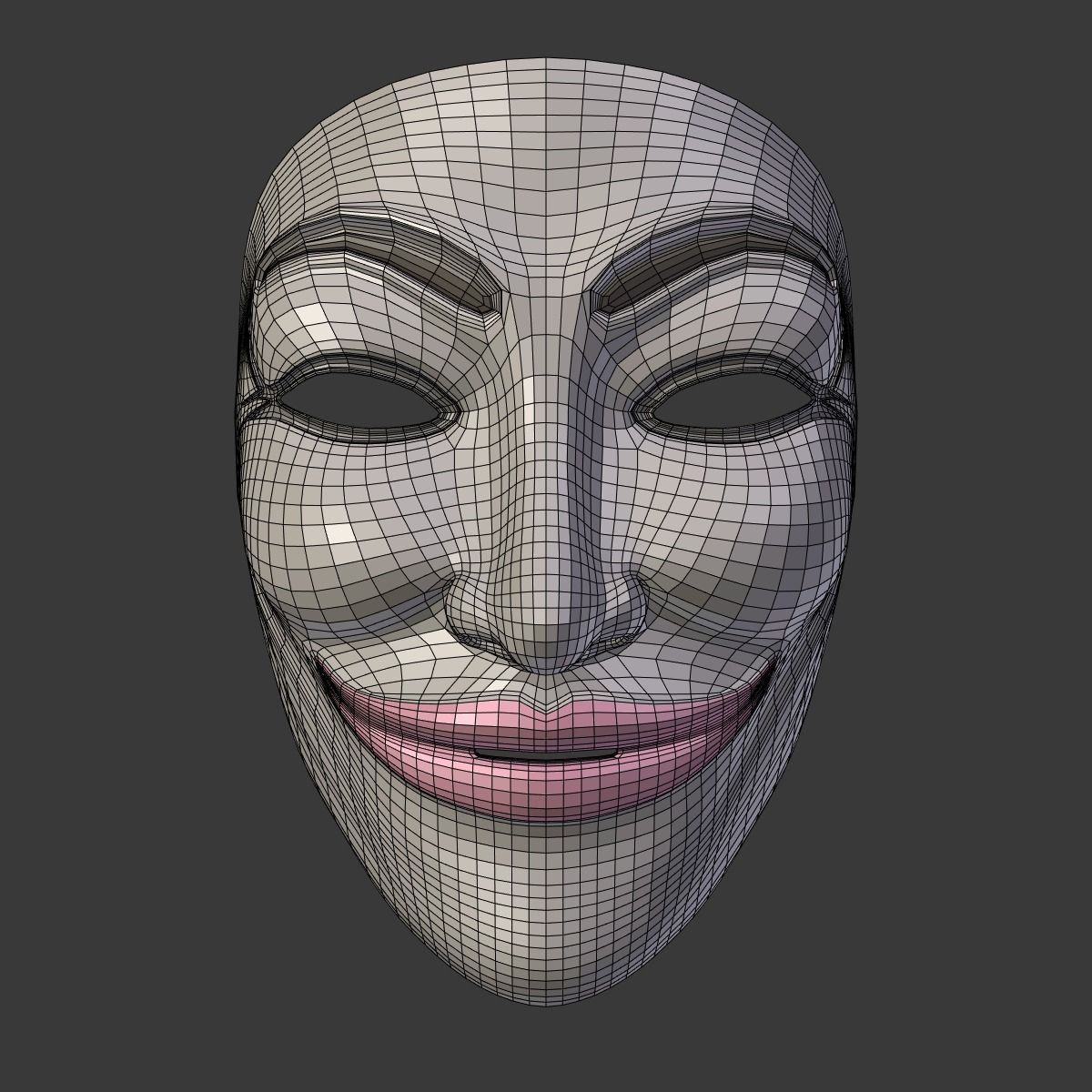 Anonymous Mask - Female Low-poly 3D model_4