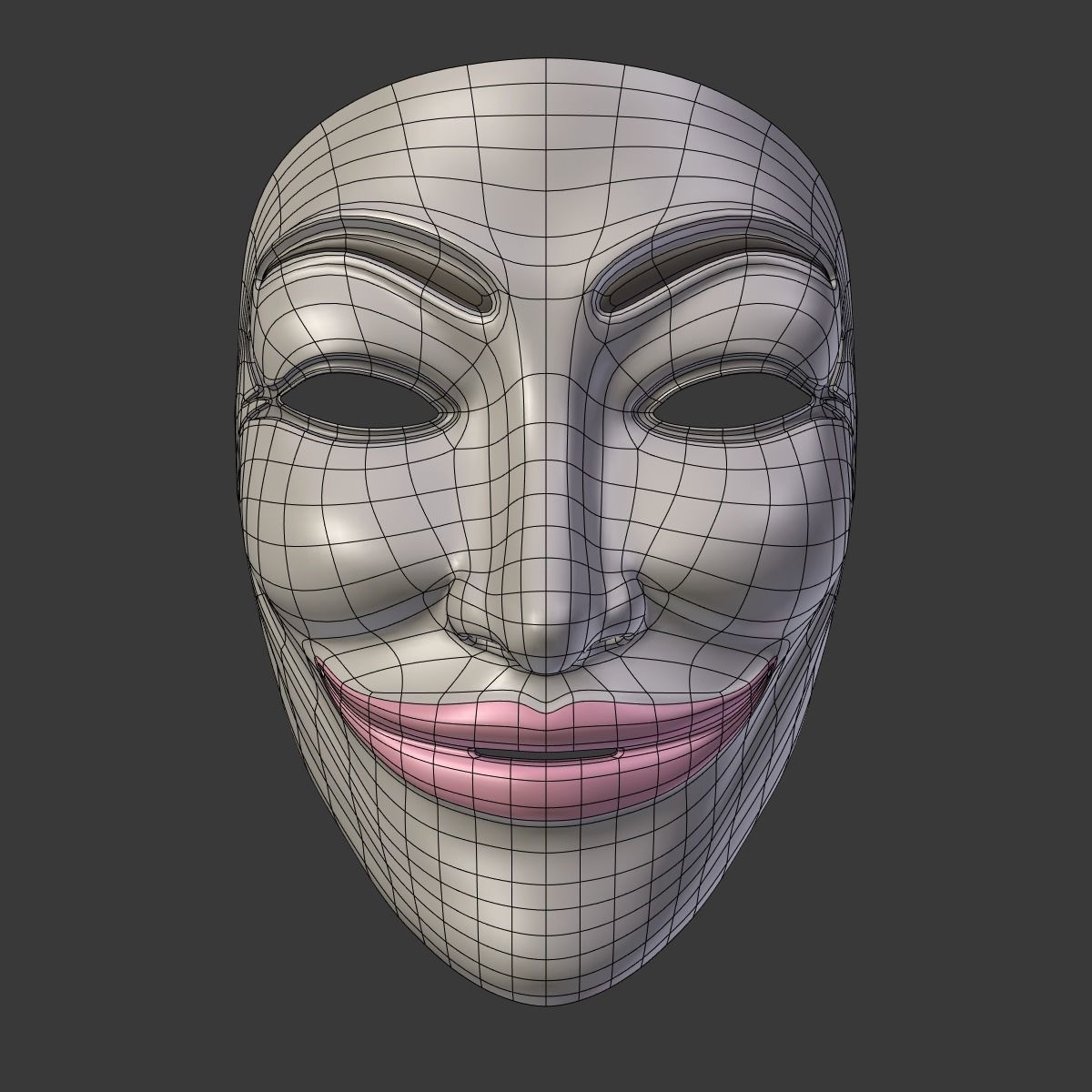 Anonymous Mask - Female Low-poly 3D model_3