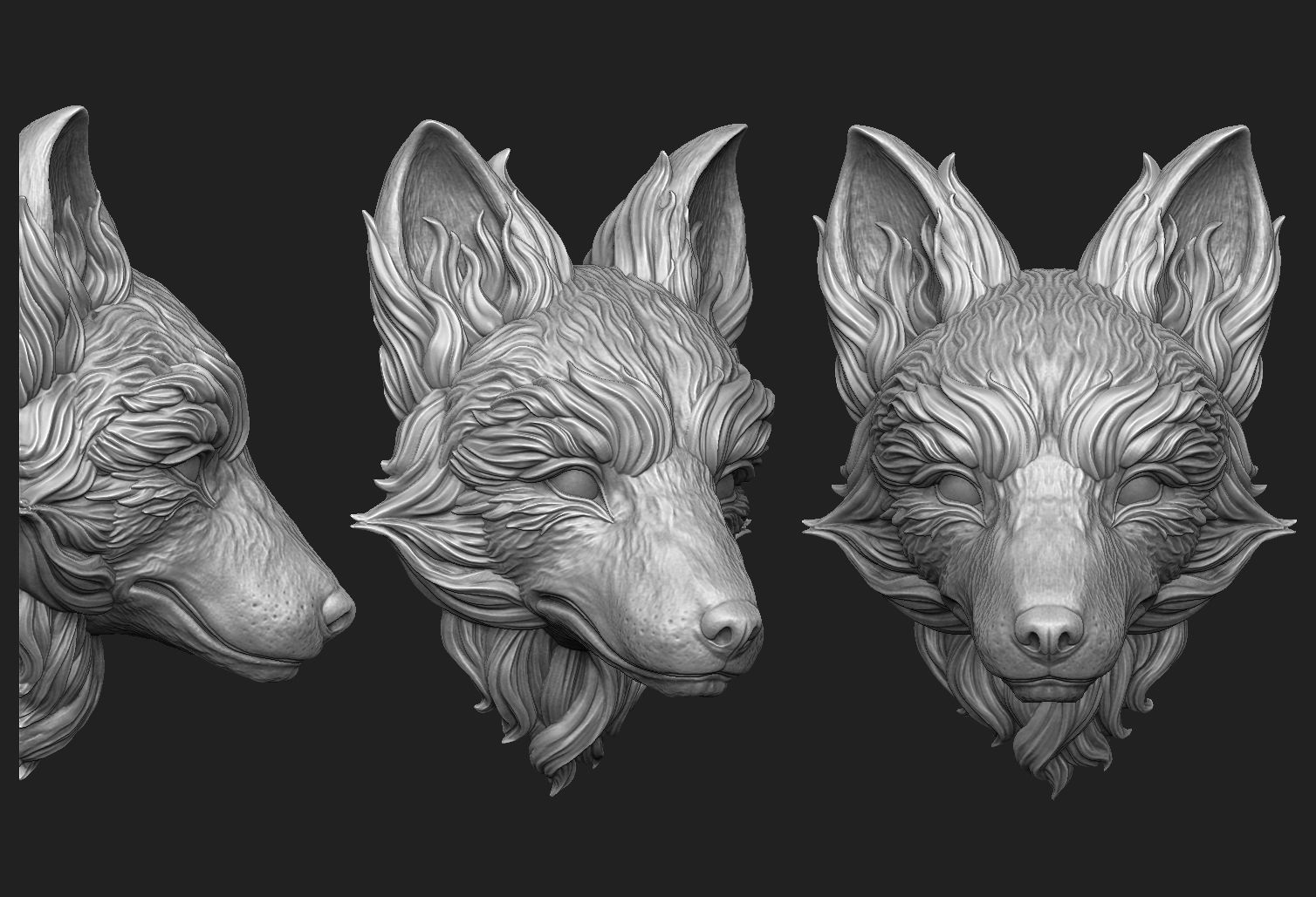 Fox Head - 2 Versions 3D print model_1