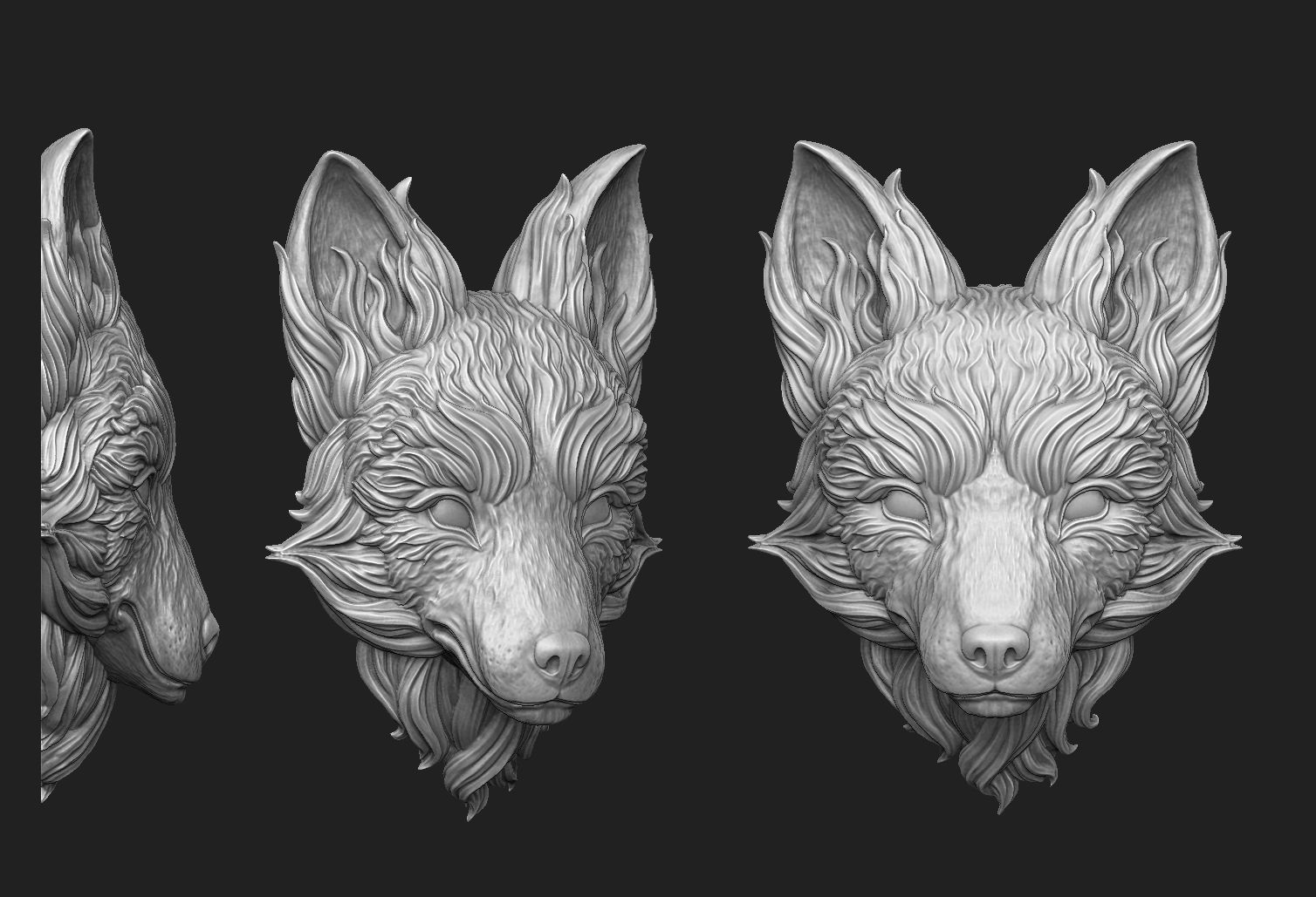 Fox Head - 2 Versions 3D print model_6