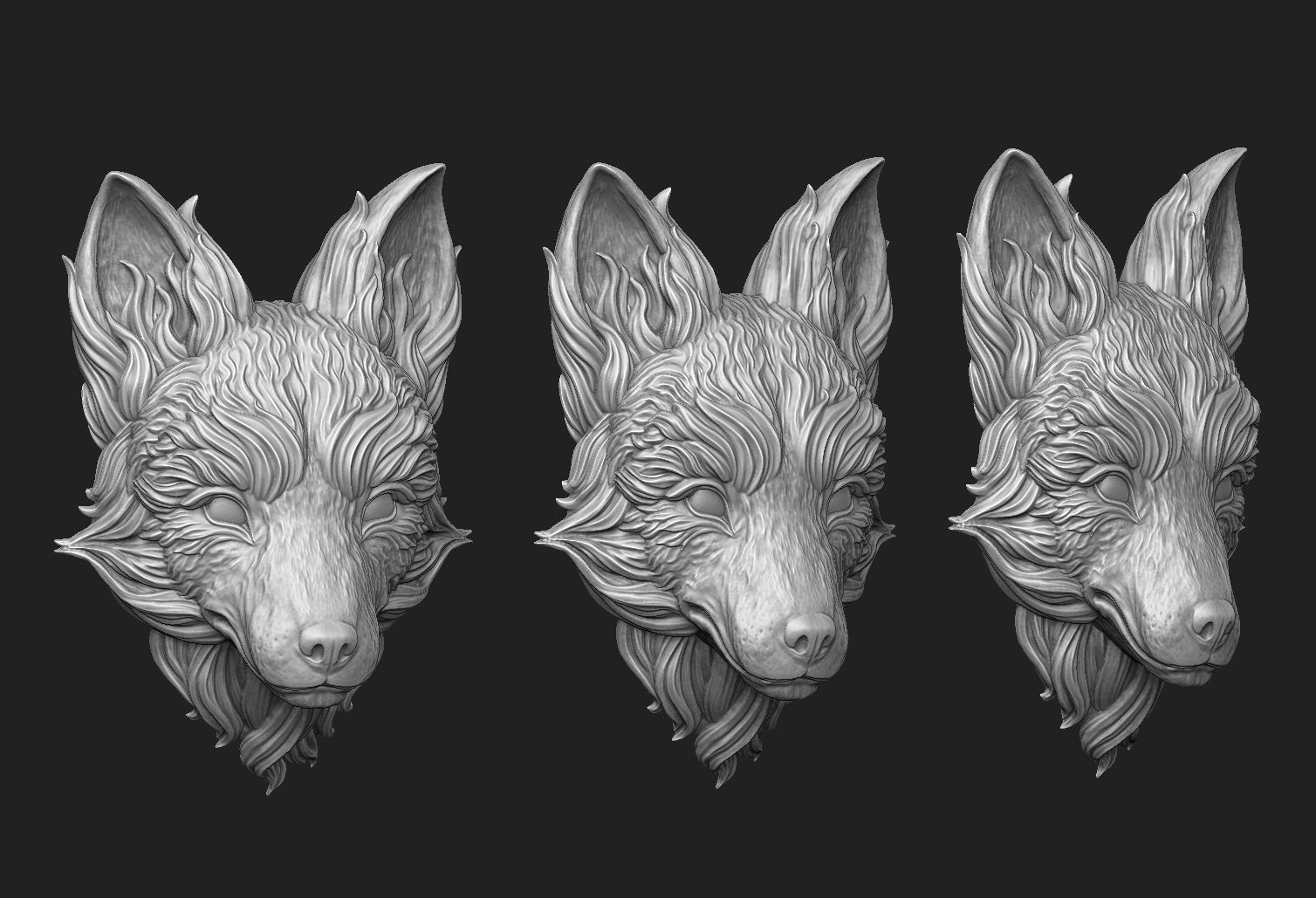 Fox Head - 2 Versions 3D print model_2