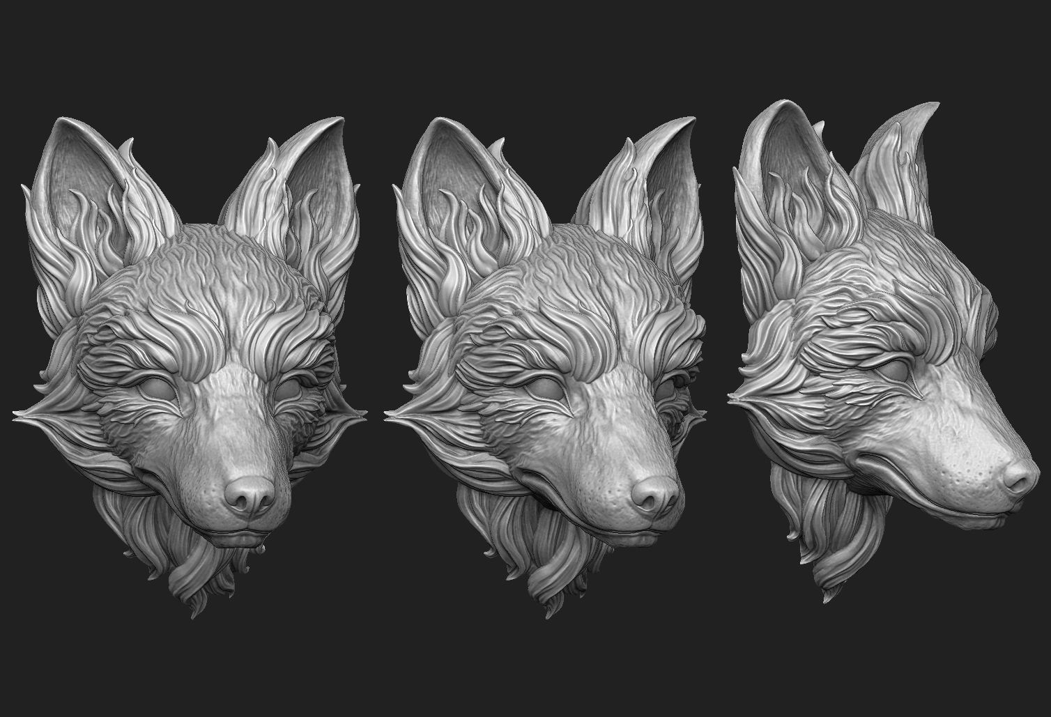 Fox Head - 2 Versions 3D print model_5