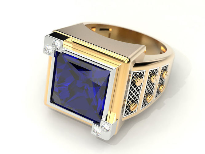 Ring with a large precious stone 2 3D print model