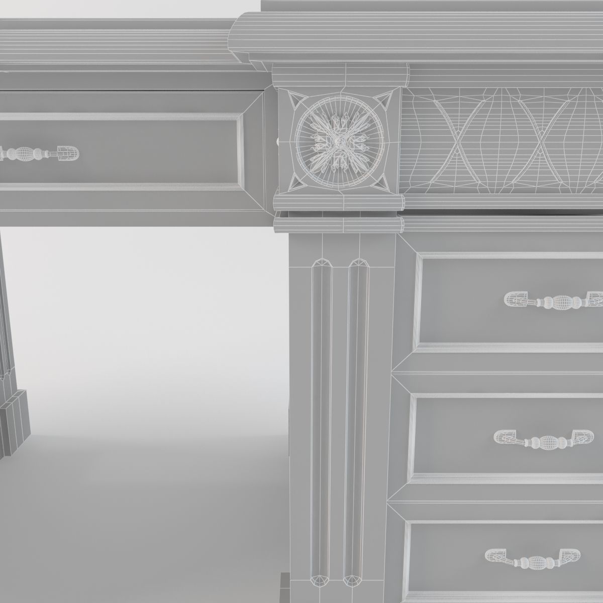 Desk gothic 3D model_5