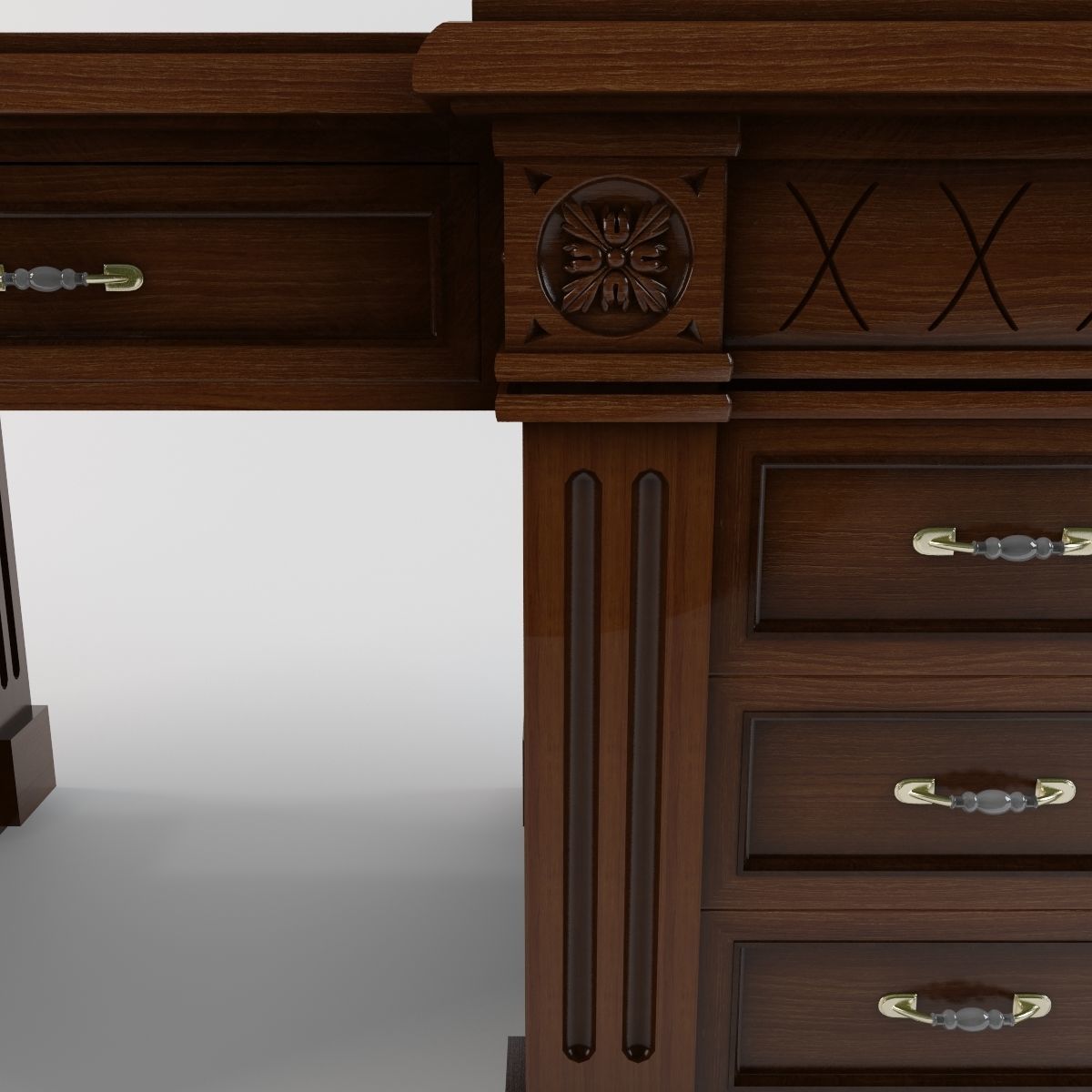 Desk gothic 3D model_3
