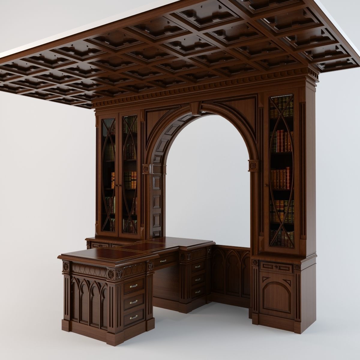 Desk gothic 3D model_4