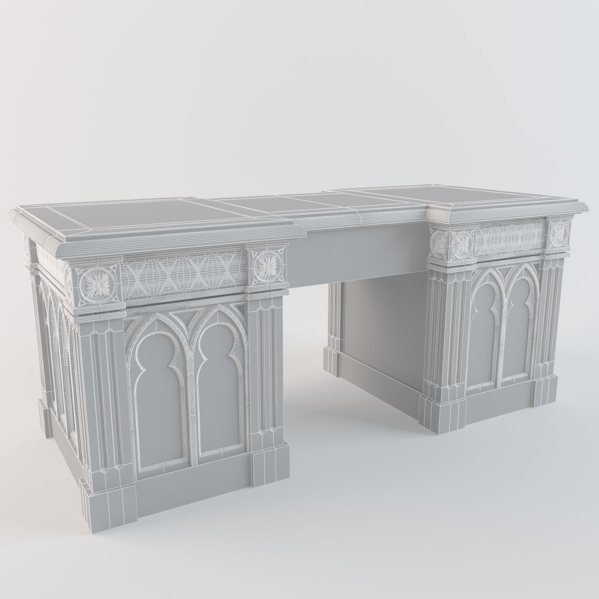 Desk gothic 3D model_7