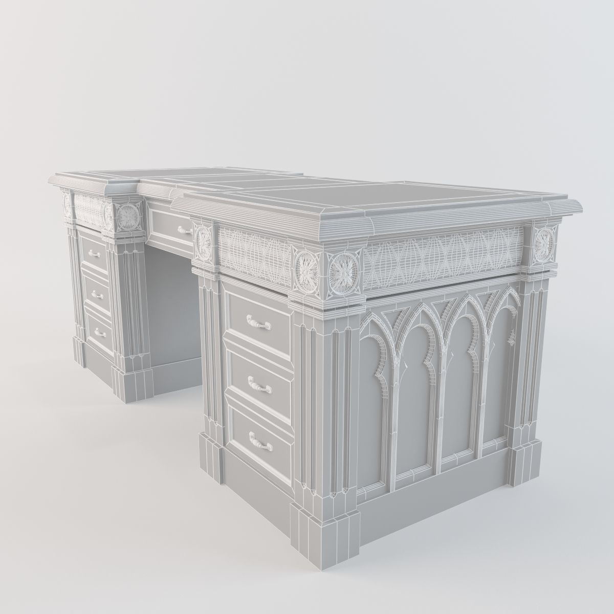 Desk gothic 3D model_6