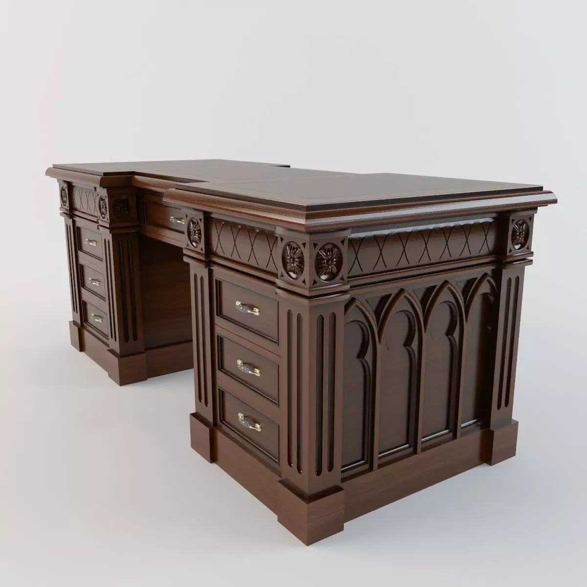 Desk gothic 3D model_0