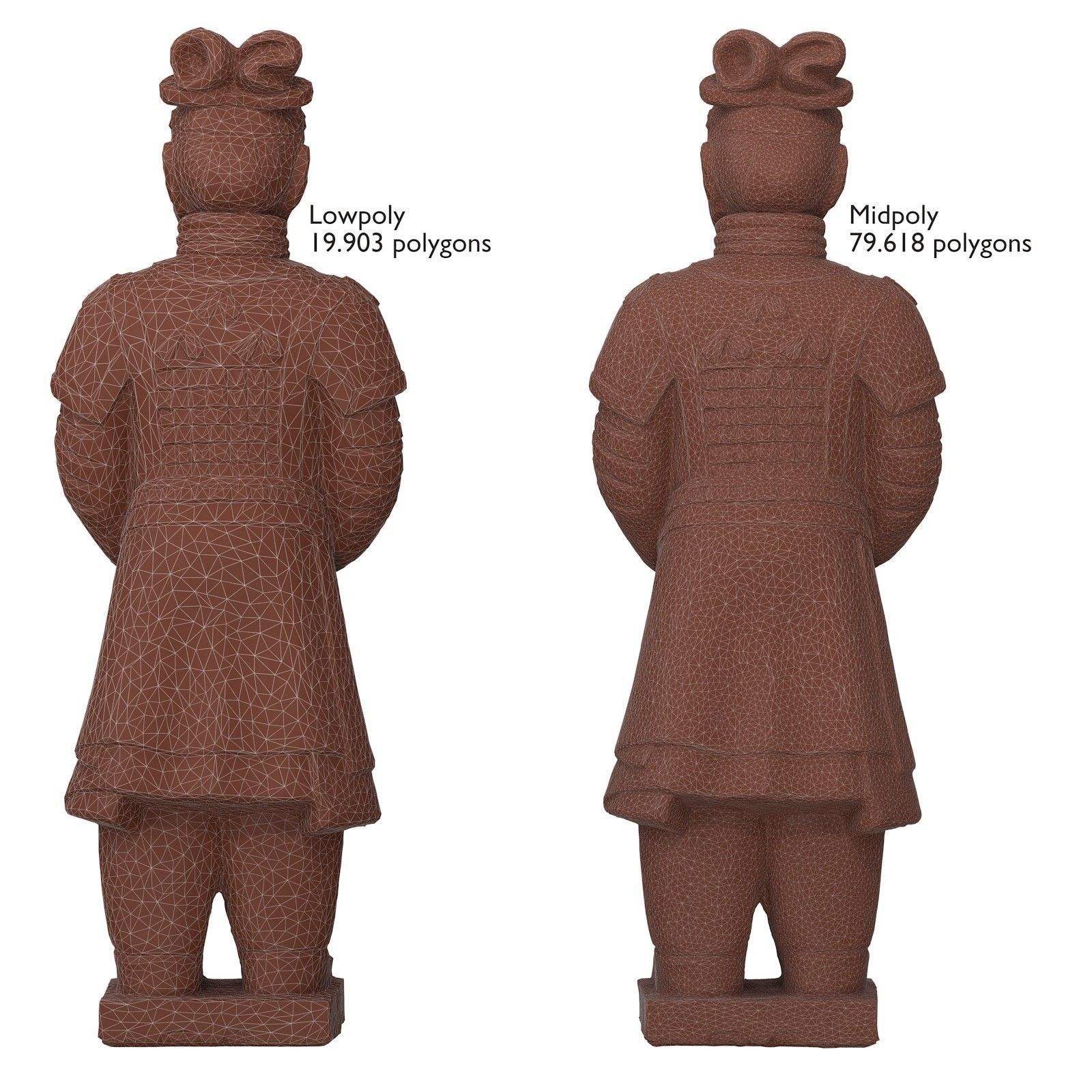 Terracotta Army Warrior Low-poly 3D model_16