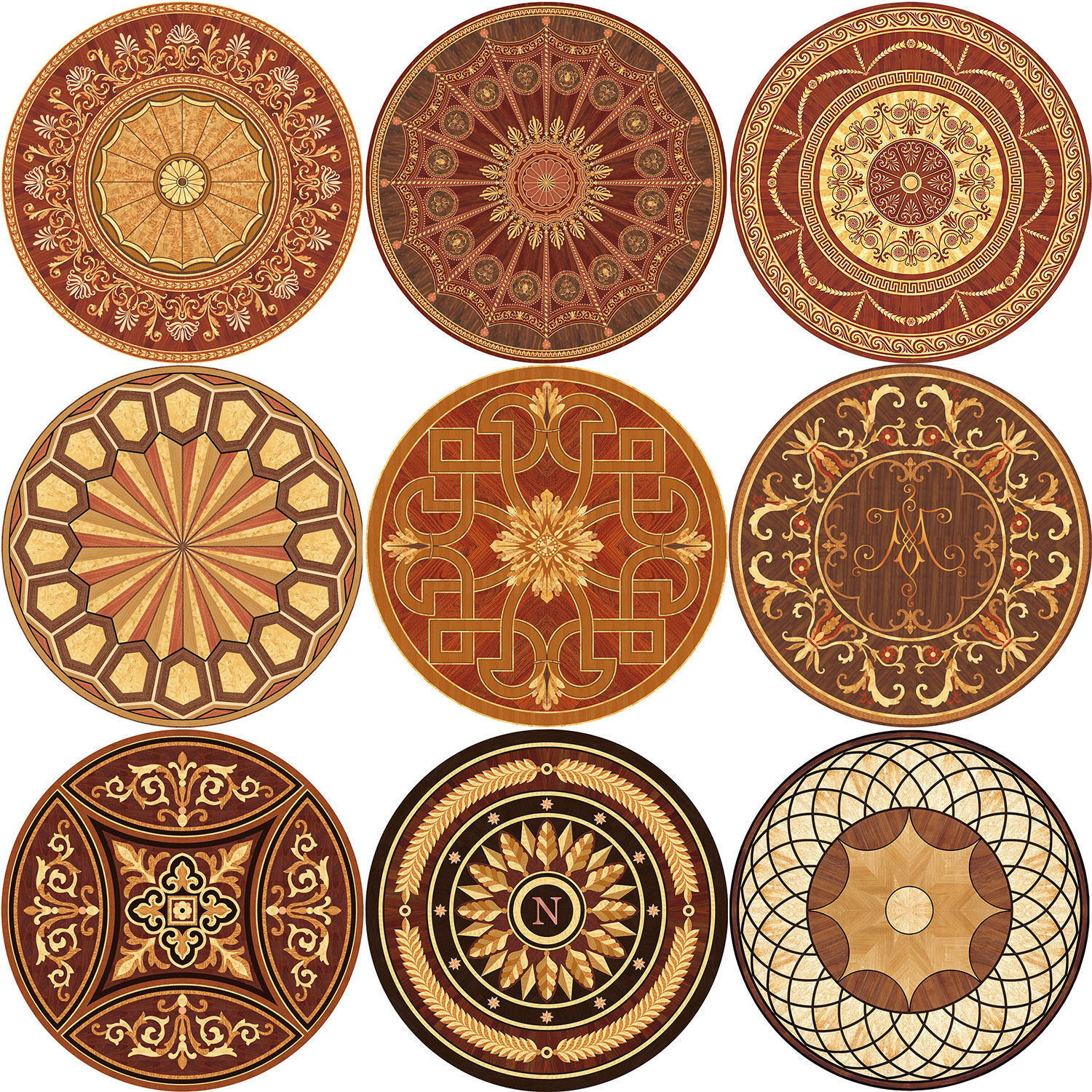 Parquet Da Vinci and 9 Rosettes 3D model_2