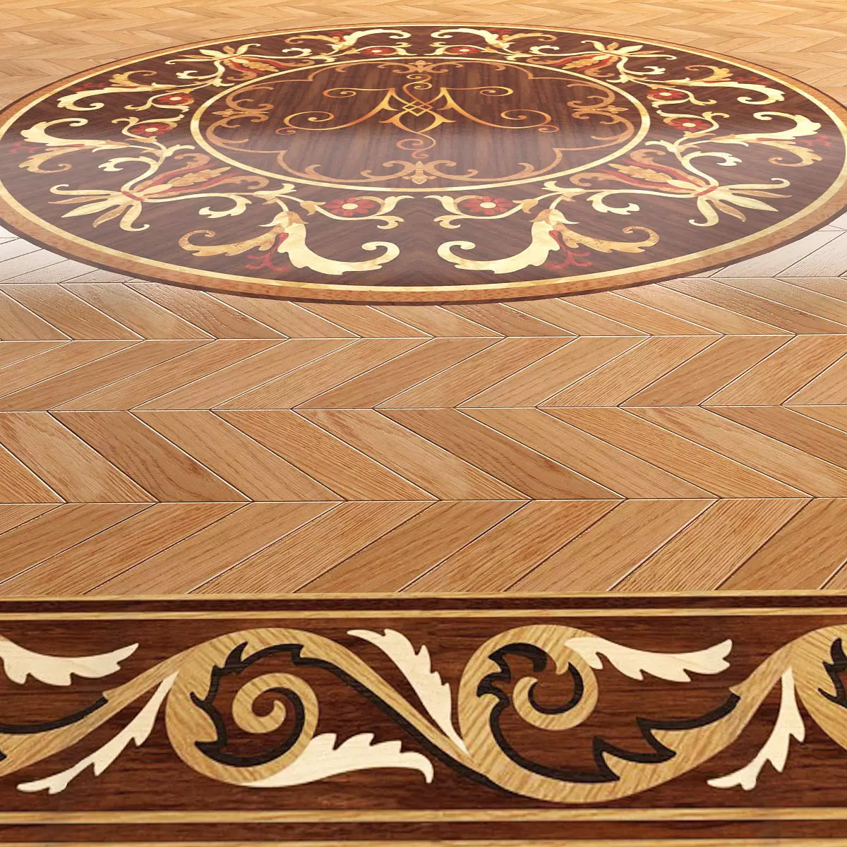 Parquet Da Vinci and 9 Rosettes 3D model_0