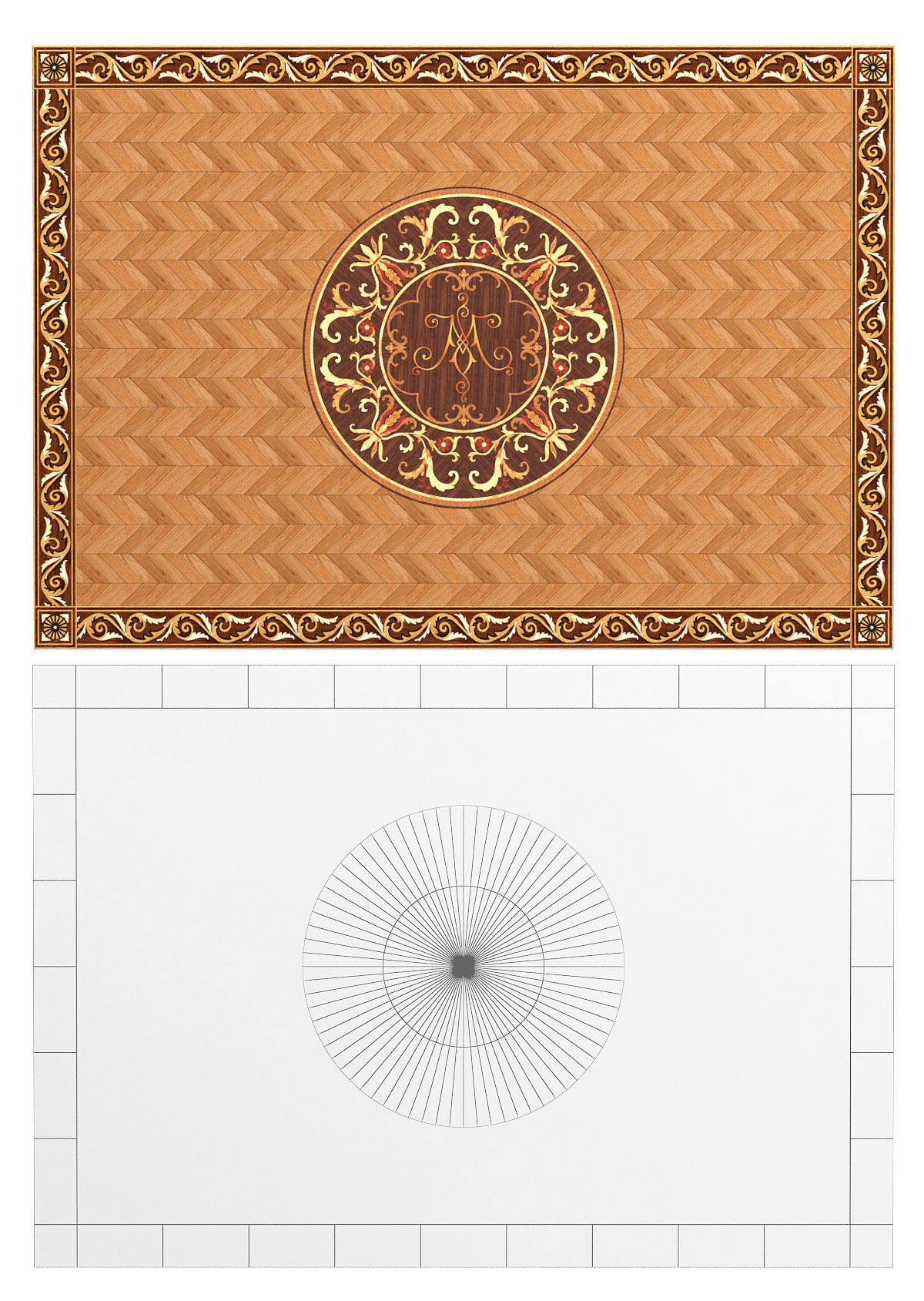 Parquet Da Vinci and 9 Rosettes 3D model_1